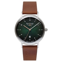 Bauhaus Herren Quarz Uhr Datum mit Leder Armband 2140,