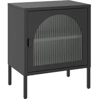 VidaXL Nachttisch Schwarz 50x35x60 cm Glas und Stahl