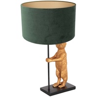 Steinhauer Tischleuchte Schirmlampe Beistellleuchte Textil grün schwarz Erdmännchen gold