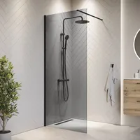 Badplaats Duschwand Rizani 90 x 200cm Glas Duschabtrennung Schwarz