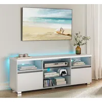 VASAGLE TV-Schrank Fernsehtisch mit LED-Beleuchtung, 2 Schränke, 160 cm