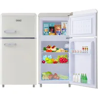 Merax Table Top Kühlschrank Retro Kühl-/Gefrierkombination BCD-100C, Metall Türgriff,