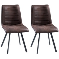 Home4You Polsterstühle 2er Set, Vintage Braun - Mikrofaser -