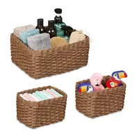 Relaxdays Aufbewahrungskorb geflochten 3er Set 22 x 28 x