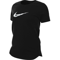 Nike One Swsh Hbr Df Ss Damen T-Shirt, Black/White,
