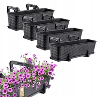 Kadax Balkonkasten Set aus Kunststoff, 60cm, Anthrazit, – Zubehör,
