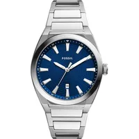 Fossil Herrenuhr Everett 3Zeiger, Quarzwerk, 42 mm silbernes Edelstahlgehäuse