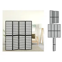 VidaXL 4-tlg. Paravent Japanischer Stil Faltbar 160x170 cm Schwarz