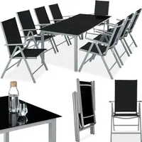 Tectake tectake® Sitzgruppe, mit Aluminiumgestell, für 8 Personen, UV-beständig,