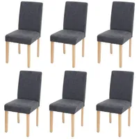 MCW 6er-Set Esszimmerstuhl Stuhl Küchenstuhl Littau ~ Textil, anthrazitgrau,