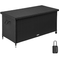 Tectake Auflagenbox, mit Rattangeflecht, komfortable Hubautomatik, 121 x 56