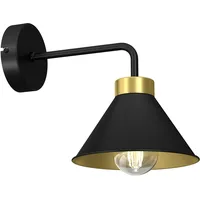 Licht-Erlebnisse Wandlampe Schwarz Gold E27 Metall T: 25 Cm