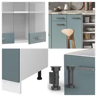 Vicco Eckküche R-Line Solid Weiß Blau Grau 247x237 cm