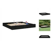 VidaXL Sandkasten mit Sitzen Schwarz Quadratisch Massivholz Kiefer