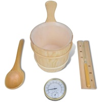 VidaXL 5-tlg. Saunazubehör mit Eimer Löffel Sanduhr Thermo-Hygrometer
