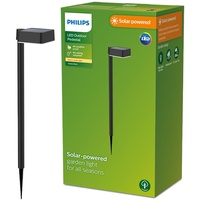 Philips Outdoor Solar Vynce Sockelleuchte Spiess 1.5W, Tageslichtsensor, eckig