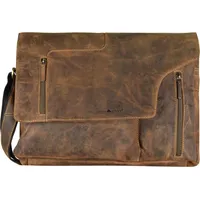 GREENBURRY Vintage Revolver Bag Umhängetasche Leder 40 cm braun