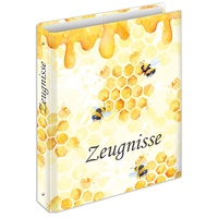 RNK Zeugnisringbuch Honey, A4 Formate, mit 4 Ring-Mechanik, Gelb,