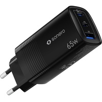 Sonero USB-C & USB-A Ladegerät, 3 Port 65W, schwarz