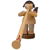 Original Erzgebirge Volkskunst Engel stehend mit Alphorn natur