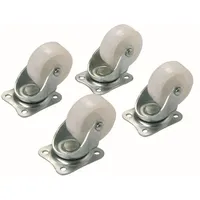 TOOLTECH 4 x Lenkrolle Nylon 40 mm weiß