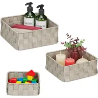 Relaxdays Aufbewahrungskorb 3er Set geflochten aus Kunststoff 25 x