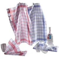 Kracht Geschirrtuch 2er-Pack Waffelpiqué weiß-blau Größe 50x70 cm