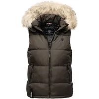 Marikoo Damen Winter Weste Steppweste mit Kapuze und Fellkragen
