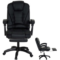 Mendler Bürostuhl HWC-M80, Schreibtischstuhl Drehstuhl Chefsessel, ausziehbare Fußstütze Kunstleder