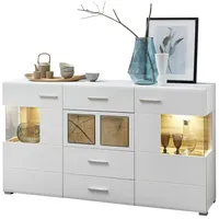Lomadox Sideboard weiß Eiche Applikationen FARO-36 mit LED Beleuchtung