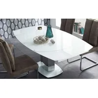 Stolkom Esstisch ausziehbar Ø 130-190 Super White Glas /