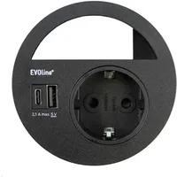 EVOline Evoline, Circle80 Einbausteckdose mit USB-Charger A/C, schwarz
