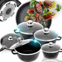 Retoo Topfset 12-teilig Aluminium Keramik Kochgeschirr Kochtopfset Kochtöpfe Kochtopf-Set