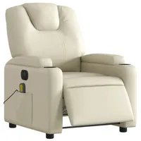 VidaXL Massagesessel Elektrisch Creme Kunstleder Relaxstuhl