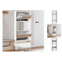 VidaXL Schuhschrank mit Spiegel 4 Fächer Hochglanz-Weiß 63x17x134 cm