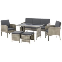 Juskys Polyrattan Sitzgruppe Turin Grau Meliert
