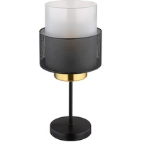 GLOBO Tischleuchte Glasschirm satiniert Tischlampe Retro Beistellleuchte Gitter schwarz,