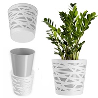 Kadax Blumentopf aus Kunststoff, Pflanztopf rund, 13 cm, Grau