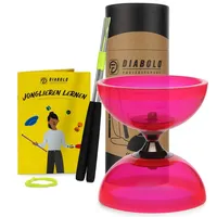 Diabolo Freizeitsport Jonglier-Set Pro Clear mit transparentem Diabolo (rot),