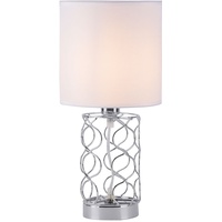 ETC Shop Tischlampe Schlafzimmer weiß Nachttischlampe Modern Tischleuchte silberner