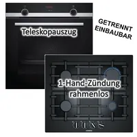 Siemens Herdset SIEMENS Backofen Teleskopauszug + Gas-Kochfeld FlameSelect 60cm