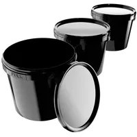 FixedByU | 3x Eimer mit Deckel 5l Schwarz Rund