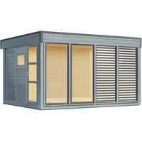 Wolff Finnhaus Design-Gartenhaus Finn Cube 4x3 Typ 3 hellgrau