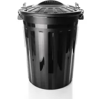 BigDean wetterfeste Universaltonne mit Deckel Schwarz und 2 Tragegriffen