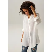 Aniston CASUAL Hemdbluse in trendiger Musselin-Qualität Gr. 48, wollweiß,