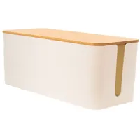 Intirilife Kabelbox mit Bambusdeckel in Weiß - Gr.: onesize
