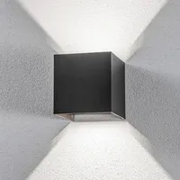 LINDBY LED-Außenwandleuchte Nivar, eckig, schwarz, IP54
