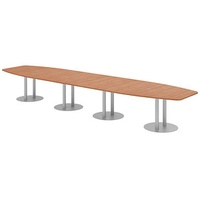 Hammerbacher Konferenztisch KT52S nussbaum Tonnenform, Rundrohr silber, 520,0 x