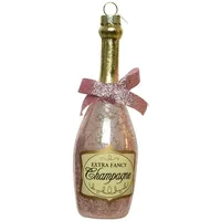 MARELIDA Weihnachtsbaumschmuck CHAMPANGER Flasche Glas inkl. Aufhänger lustig rosa