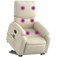 VidaXL Massagesessel mit Aufstehhilfe Creme Kunstleder